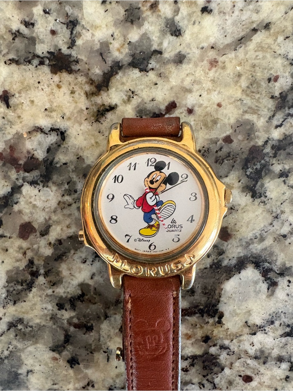 RARE Vintage Lorus Mickey Mouse Musical Dancing Chime Watch Gold V421 0020 Works